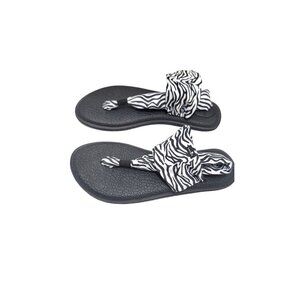 Sanuk Womens Zebra Print Yoga Thong Sandals Size 8